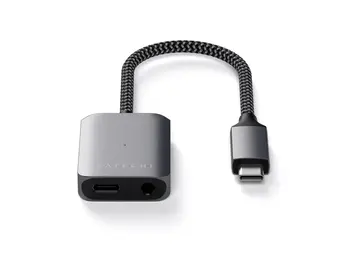 Satechi Type-C to 3.5mm Audio with PD Charging Adapter - Space Gray