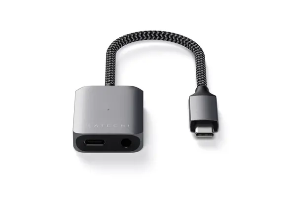 Satechi Type-C to 3.5mm Audio with PD Charging Adapter - Space Gray
