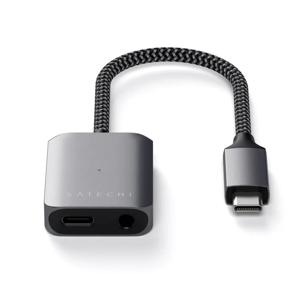 Satechi Type-C to 3.5mm Audio with PD Charging Adapter - Space Gray