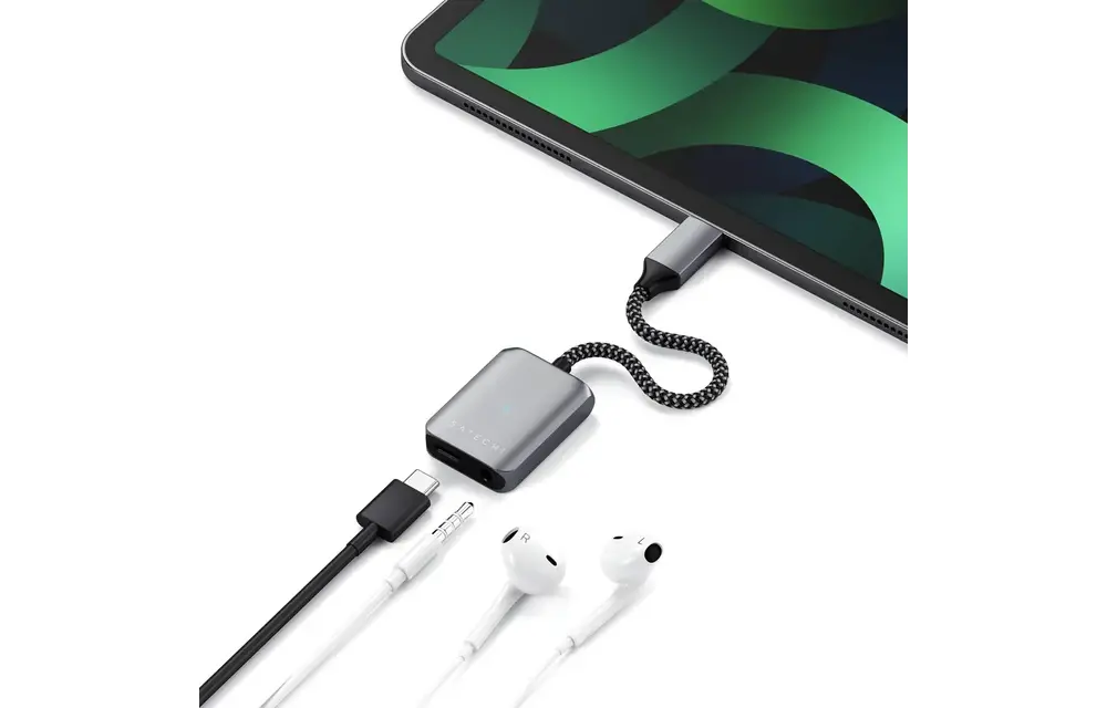 Satechi Type-C to 3.5mm Audio with PD Charging Adapter - Space Gray