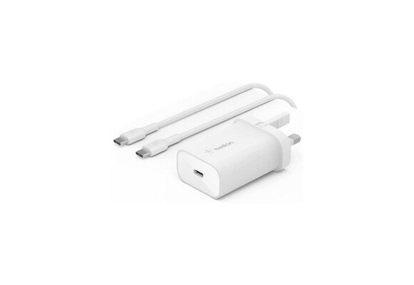 Belkin USB C PF 3.0 Wall Charger 25W + 1m USB C-C  Cable - White