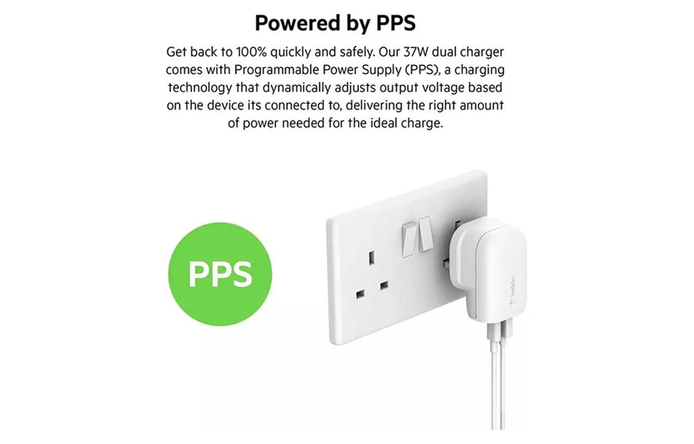 Belkin Wall Charger 2-Ports 37W (20W USB-C + 12W USB-A) - White