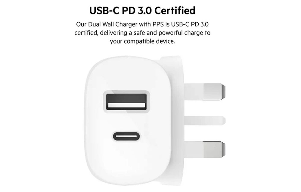 Belkin Wall Charger 2-Ports 37W (20W USB-C + 12W USB-A) - White