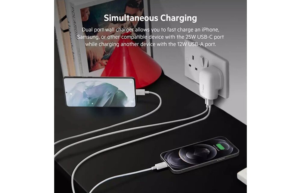 Belkin Wall Charger 2-Ports 37W (20W USB-C + 12W USB-A) - White