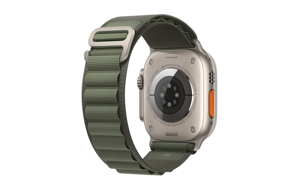 Apple Watch Ultra GPS + Cellular, 49mm Titanium Case with Green Alpine Loop - L