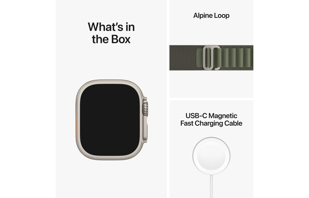 Apple Watch Ultra GPS + Cellular, 49mm Titanium Case with Green Alpine Loop - L