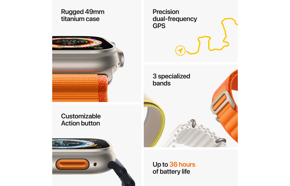 Apple Watch Ultra GPS + Cellular, 49mm Titanium Case with Green Alpine Loop - L