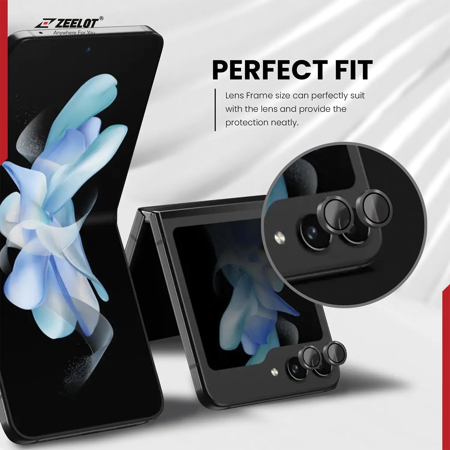 ZEELOT Pishield Series Titanium Alloy Lens Protector for Z Flip 5 - Black