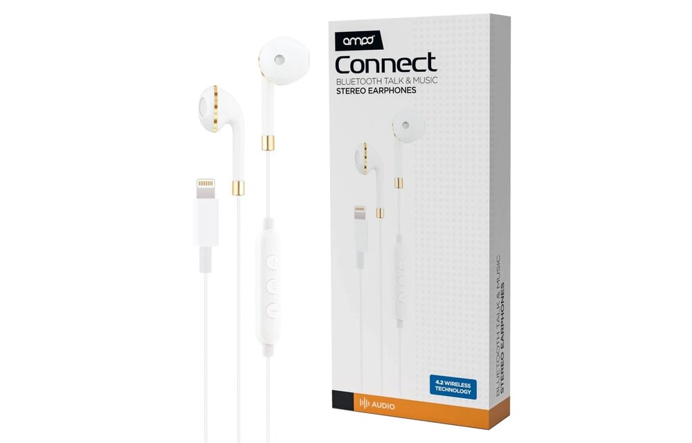 AMPD Wired Apple Lightning In Ear Headphones - White