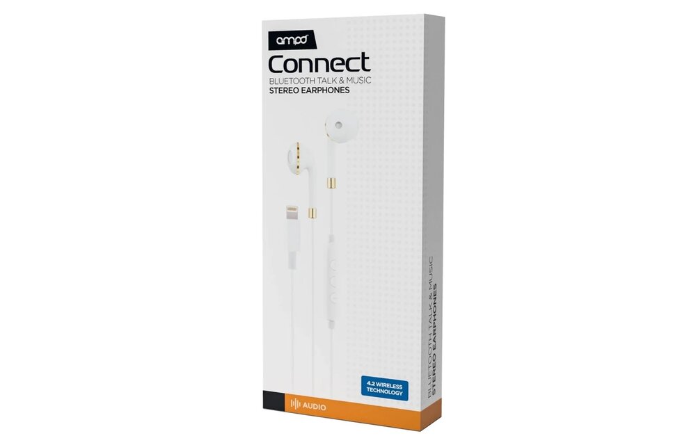 AMPD Wired Apple Lightning In Ear Headphones - White