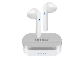 AMPD True Wireless In Ear Headphones with Smart Touch Controls and Charging Pack - White