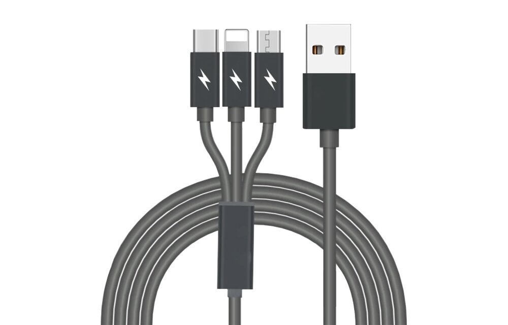 AMPD 3 in 1 Multi Tip USB Connection Cable - Black