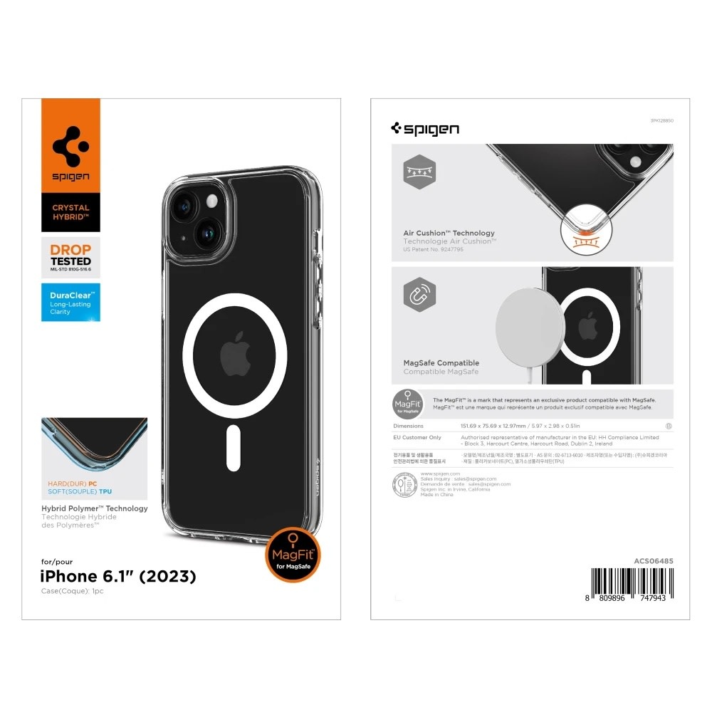 Spigen Crystal Hybrid MagSafe Case for iPhone 13/14 / iPhone 15 - White/Clear