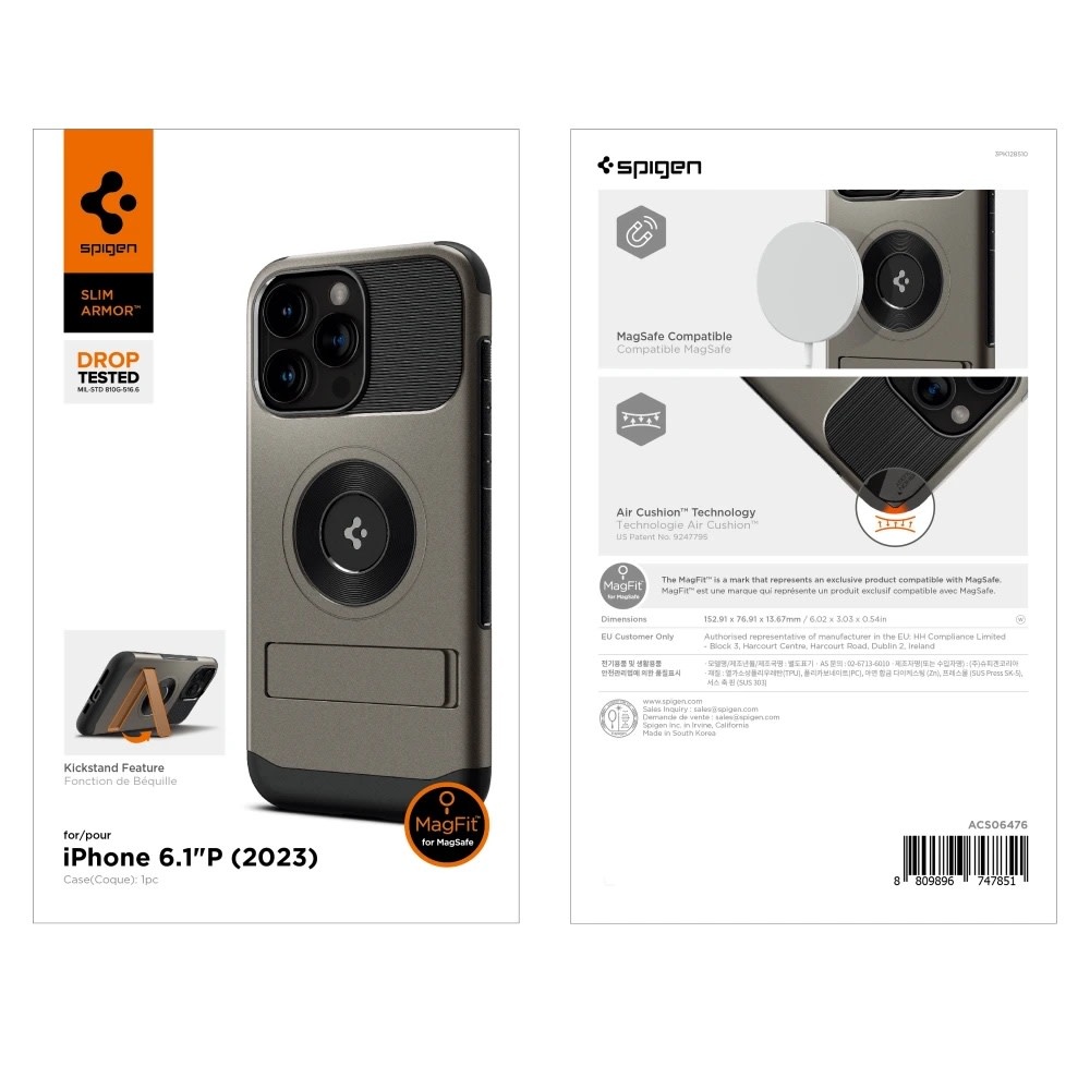 Spigen Slim Armor Kickstand MagSafe Case for iPhone 15 Pro - Gunmetal