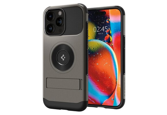 Spigen Slim Armor Kickstand MagSafe Case for iPhone 15 Pro Max - Gunmetal
