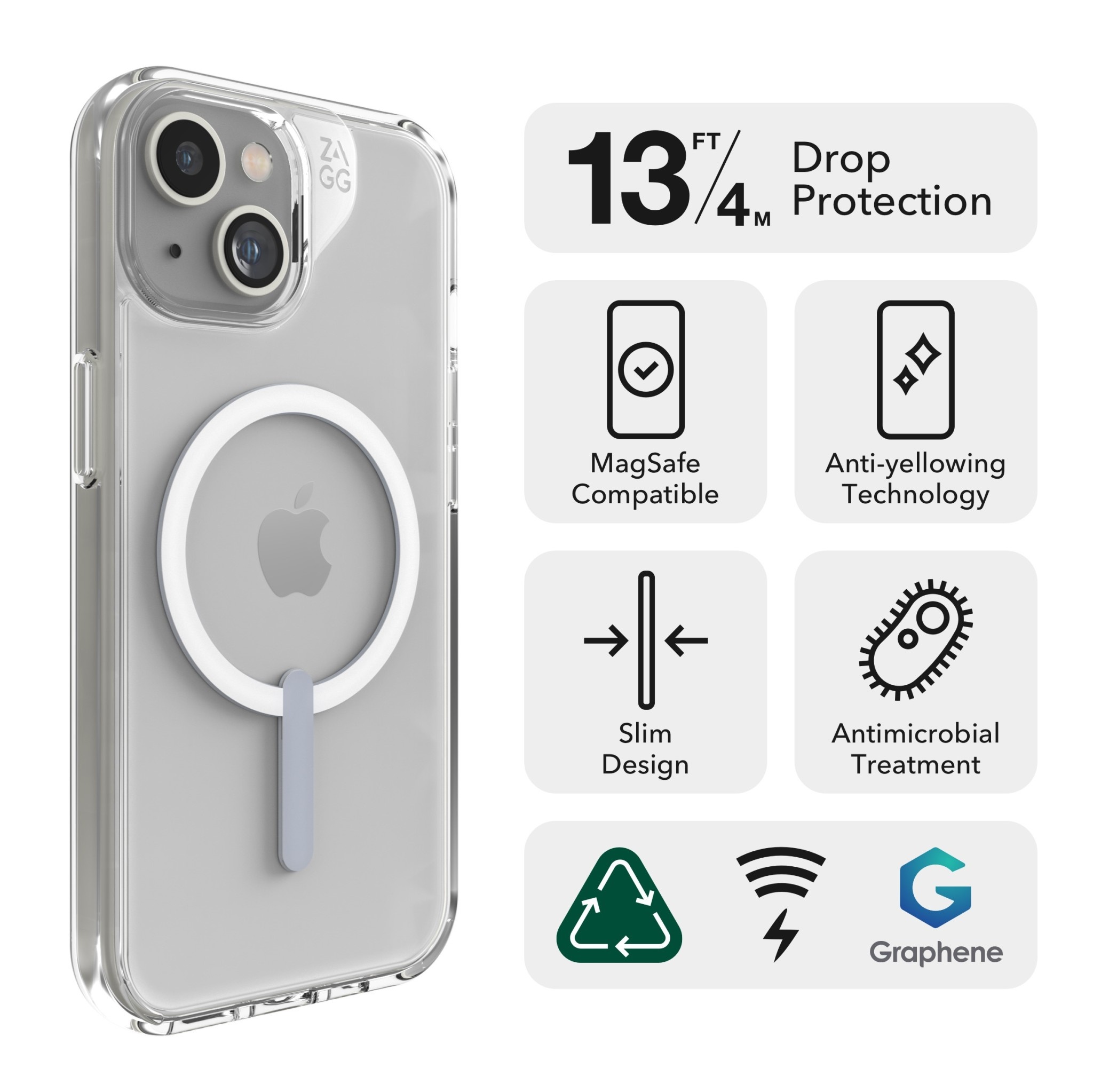 ZAGG Crystal Palace Snap Case for iPhone 13/14/15 - Clear