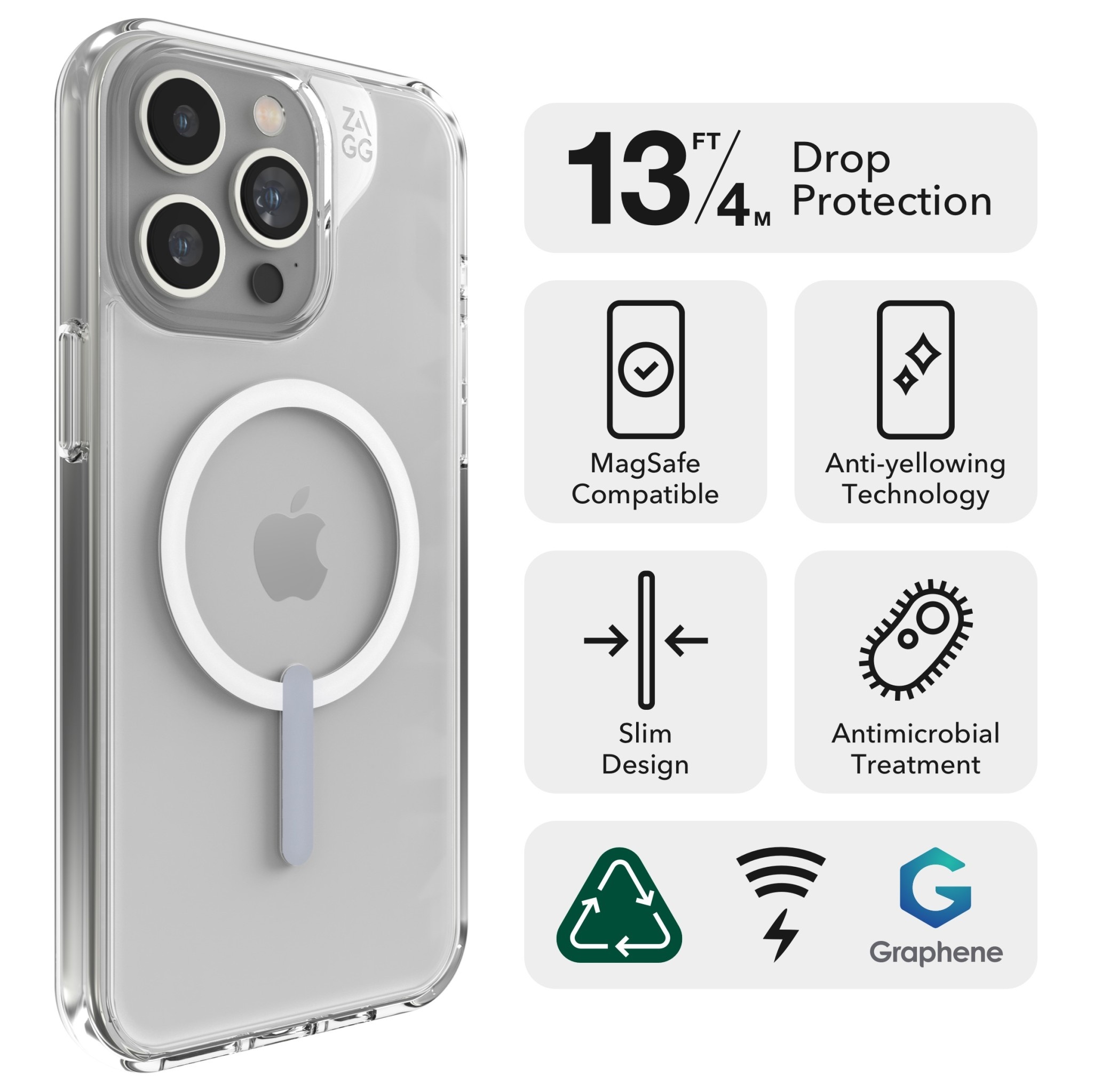 ZAGG Crystal Palace Snap Case for iPhone 15 Pro Max - Clear