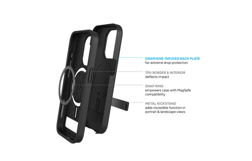 ZAGG Denali Snap Kickstand MagSafe Case for iPhone 15 Pro - Black