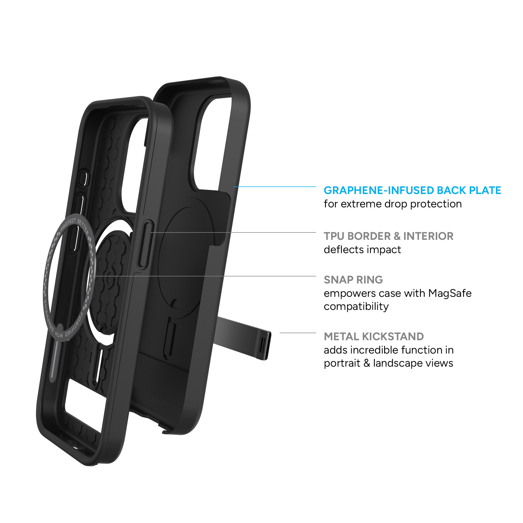 ZAGG Denali Snap Kickstand MagSafe Case for iPhone 15 Pro Max - Black