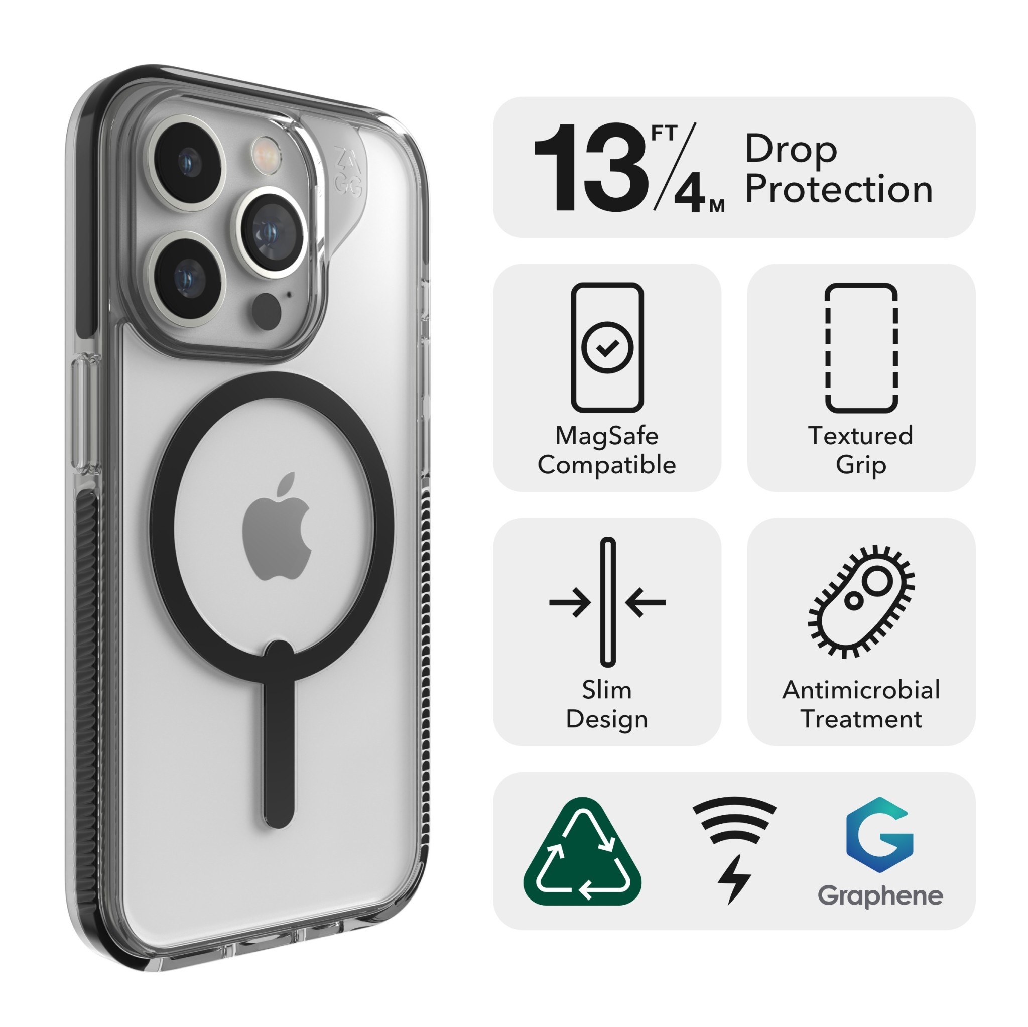 ZAGG Santa Cruz Snap MagSafe Case for iPhone 15 Pro Max - Black