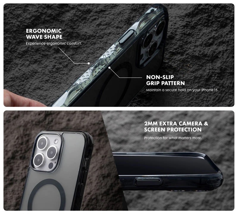 LAUT Crystal Matter X MagSafe Case for iPhone 15 Pro Max - Black Crystal