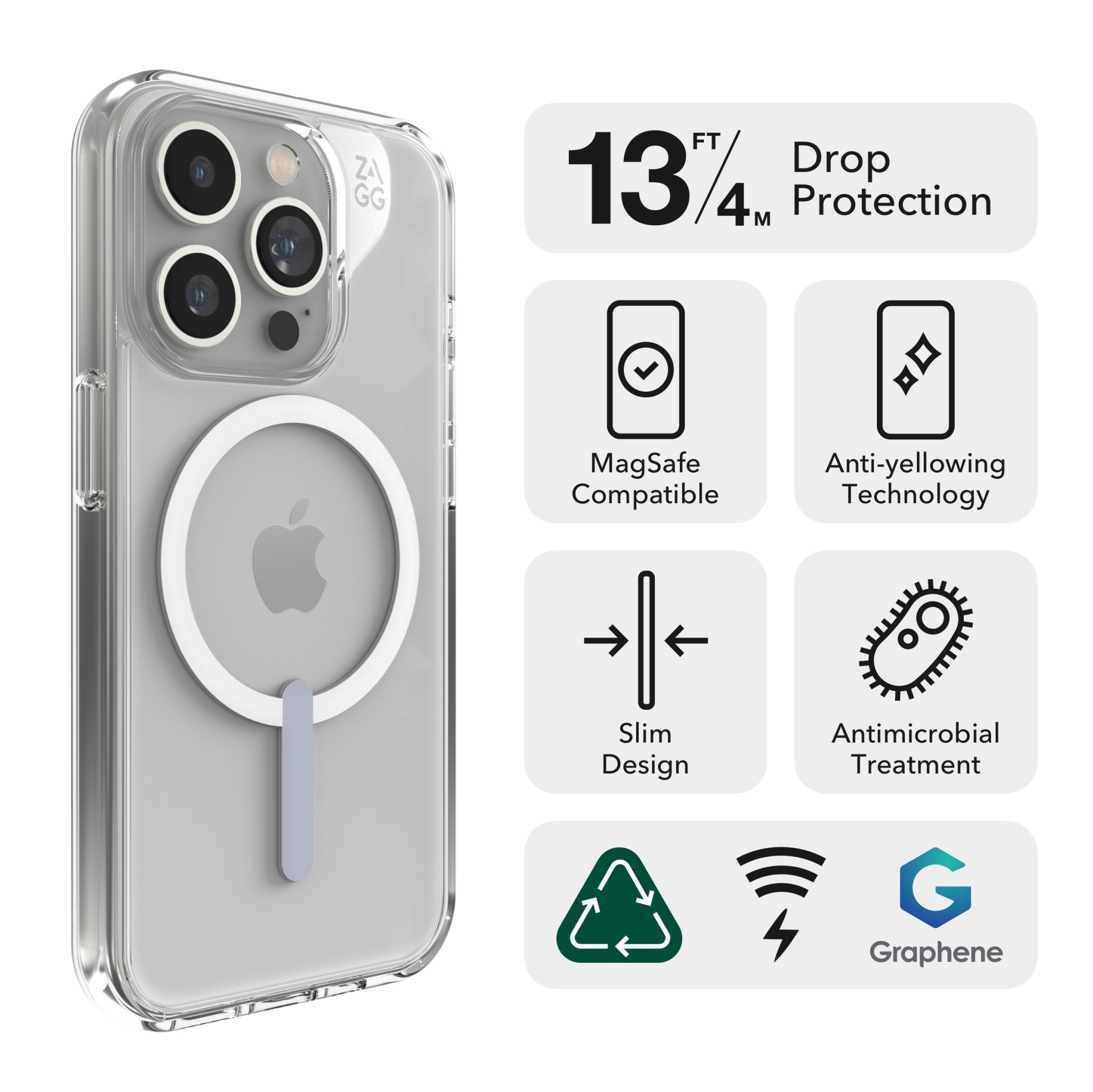 ZAGG Crystal Palace Snap Case for iPhone 15 Pro - Clear