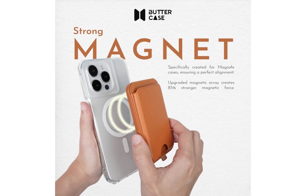 Buttercase Magnetic MagSafe Leather Card Holder with Stand - Onys Black