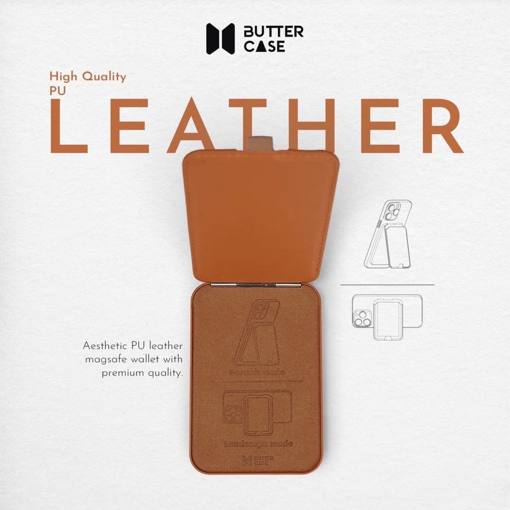 Buttercase Magnetic MagSafe Leather Card Holder with Stand - Saddle Brown