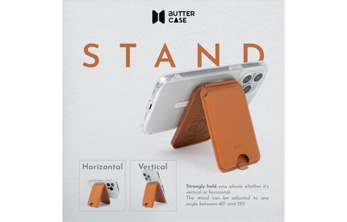 Buttercase Magnetic MagSafe Leather Card Holder with Stand - Saddle Brown
