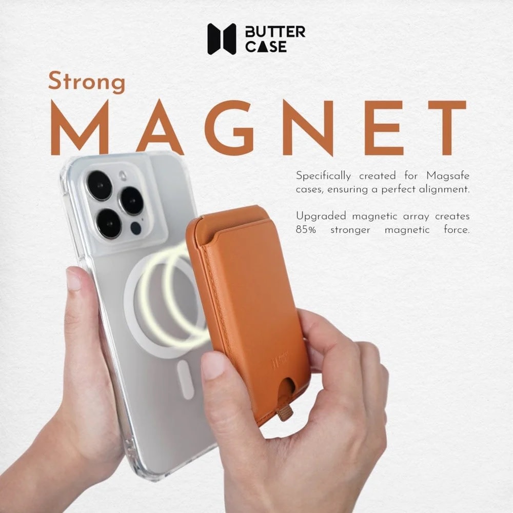 Buttercase Magnetic MagSafe Leather Card Holder with Stand - Saddle Brown