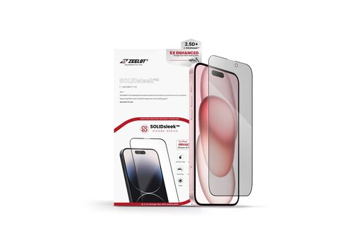 Zeelot 2.5D+ Solidsleek Screen Protector for iPhone 15 - Privacy