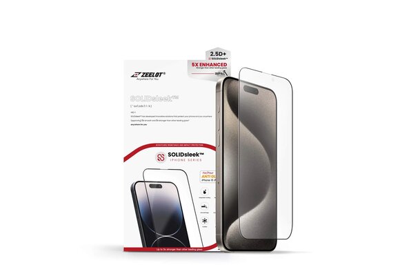 Zeelot 2.5D+ Solidsleek Screen Protector for iPhone 15 Pro - Clear Matte