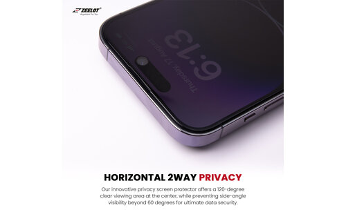 Zeelot 2.5D+ Solidsleek Screen Protector for iPhone 15 Pro Max - Privacy