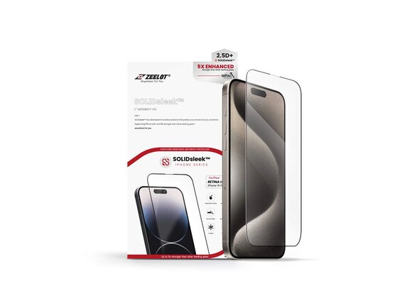 Zeelot 2.5D+ Solidsleek Screen Protector for iPhone 15 Pro Max - Retina Clear