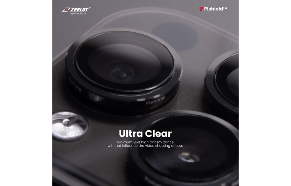 Zeelot Pishield Titanium Alloy Lens Protector for iPhone 15 / 15 Plus - Black