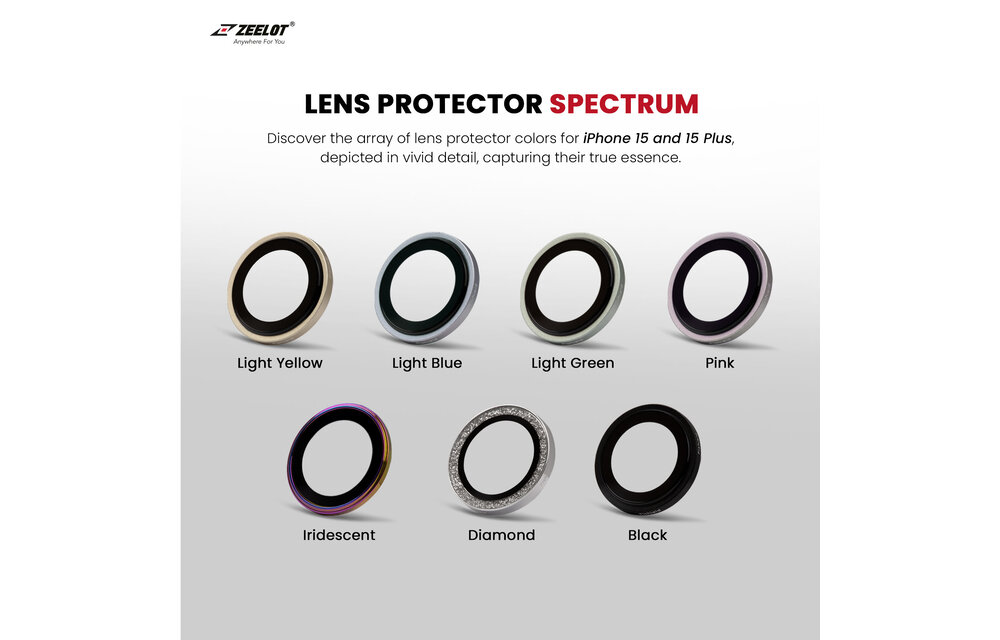 Zeelot Pishield Titanium Alloy Lens Protector for iPhone 15 / 15 Plus - Diamond