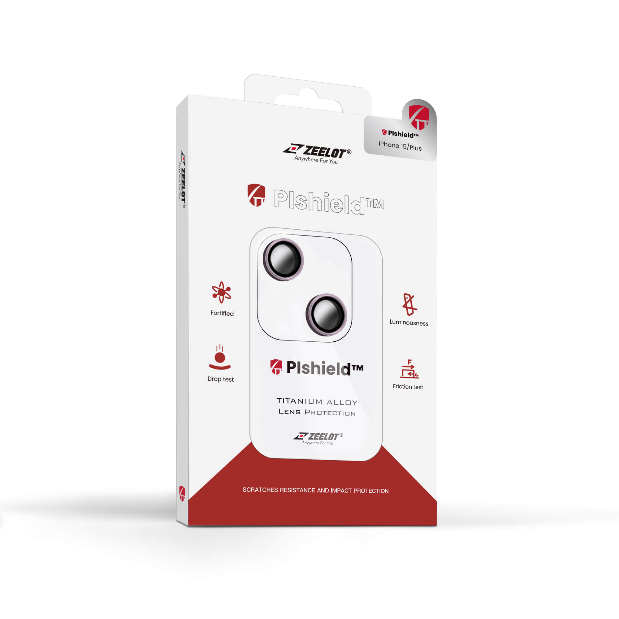 Zeelot Pishield Titanium Alloy Lens Protector for iPhone 15 / 15 Plus - Pink