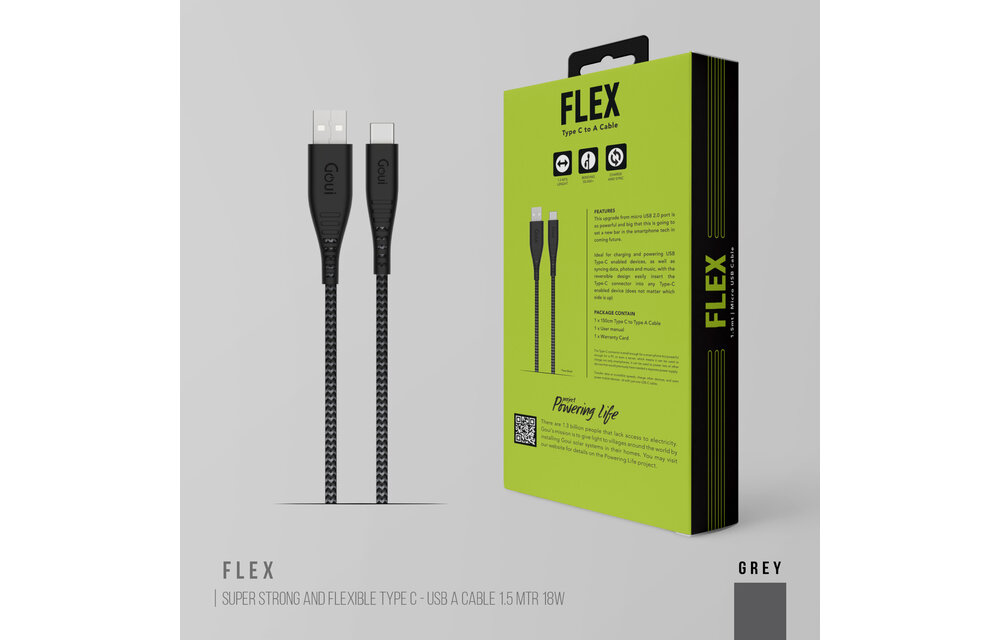 Goui Type C to USB A Cable 1.5m - Grey