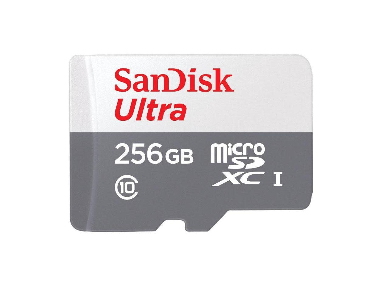 SanDisk Ultra microSDXC, 256GB, U1, C10, A1, UHS-1, 100MB/s R, 4x6, 10Y