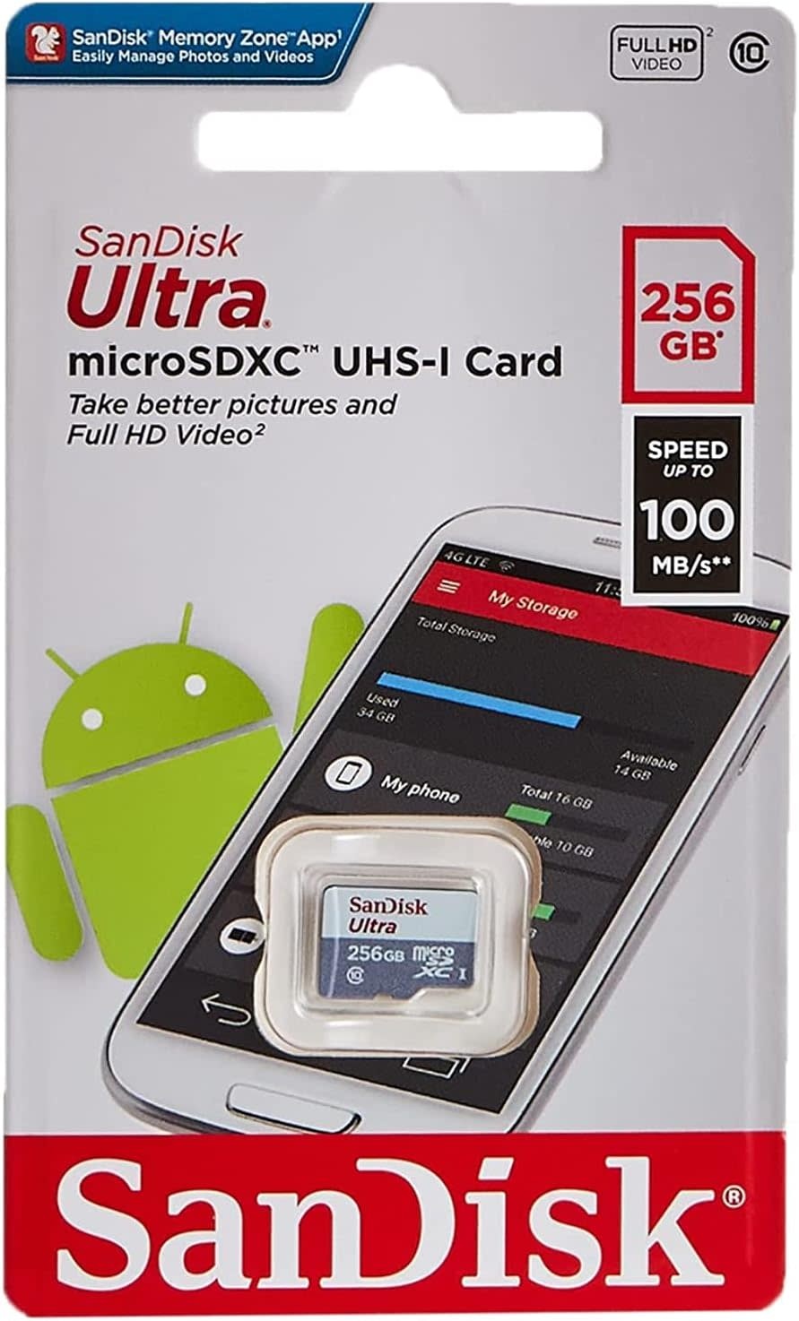 SanDisk Ultra microSD cards 100MB/s C10 White/ Gray -  256GB