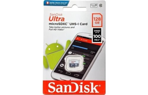 SanDisk Ultra microSD cards 100MB/s C10 White/ Gray - 128GB