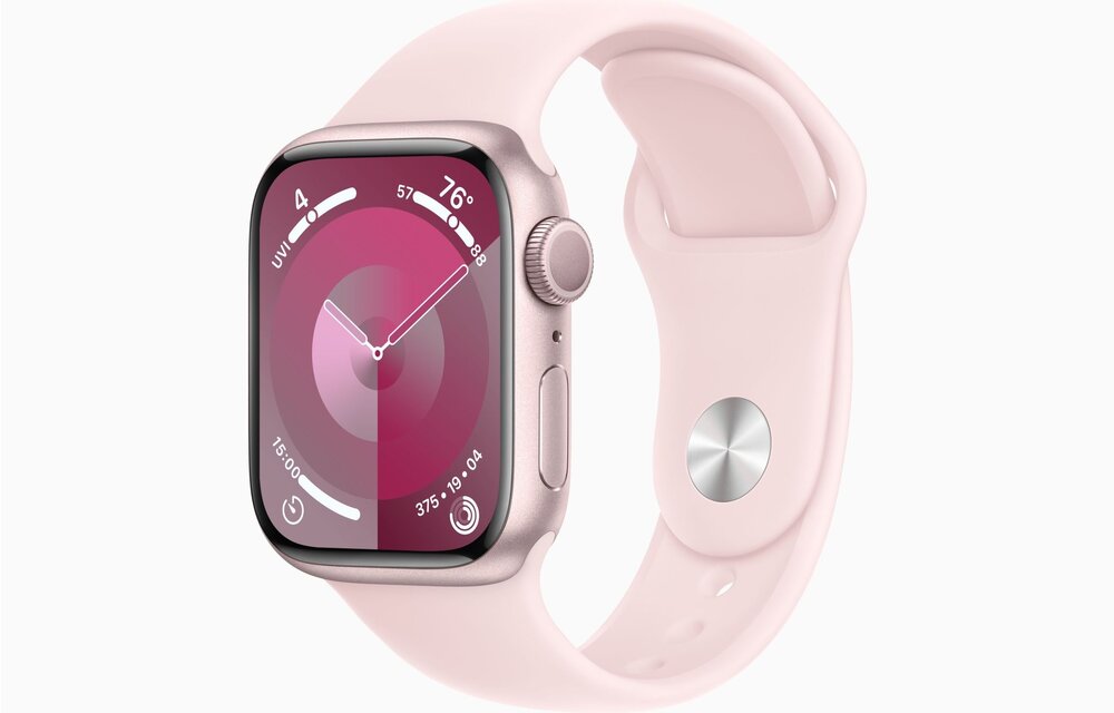 Apple Watch Series 9 GPS, 41mm Aluminum Case with Light Pink Sport Band - Pink S/M