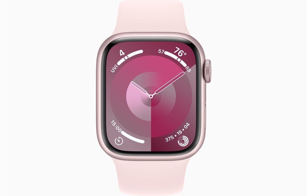 Apple Watch Series 9 GPS, 41mm Aluminum Case with Light Pink Sport Band - Pink S/M