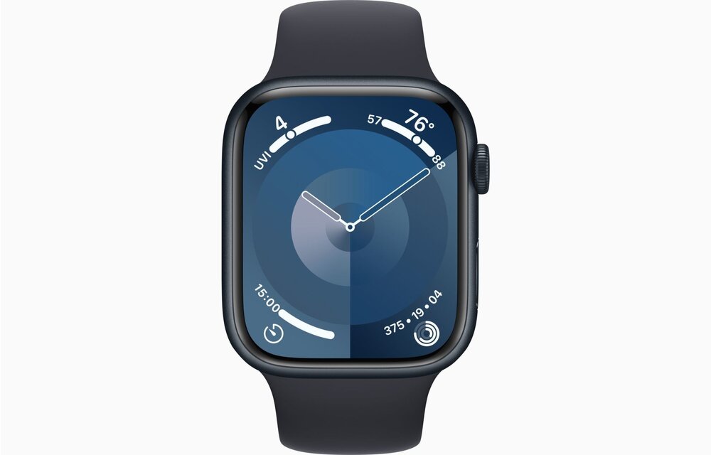 Apple Watch Series 9 GPS + Cellular, 45mm Midnight Aluminium Case with Sport Band S/M - Midnight