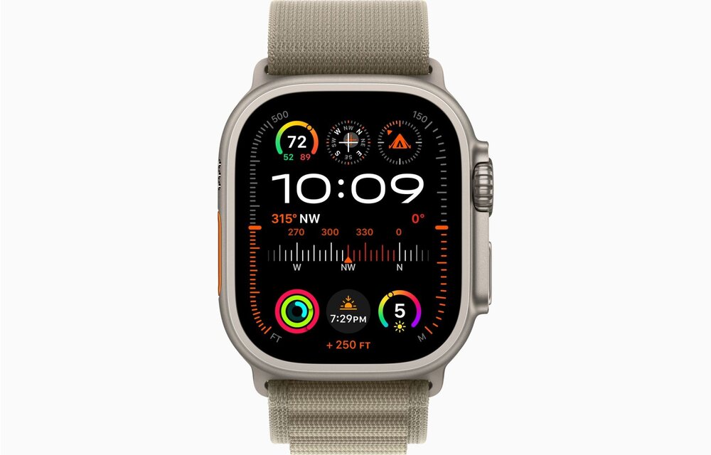 Apple Watch Ultra 2 GPS + Cellular, 49mm Titanium Case with Olive Alpine Loop - Small