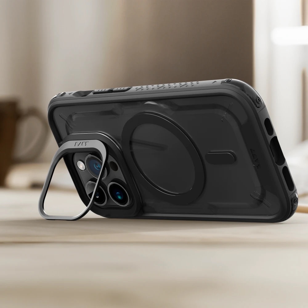 LAUT Crystal Matter MagSafe With Stand Case for iPhone 15 Pro Max - Black