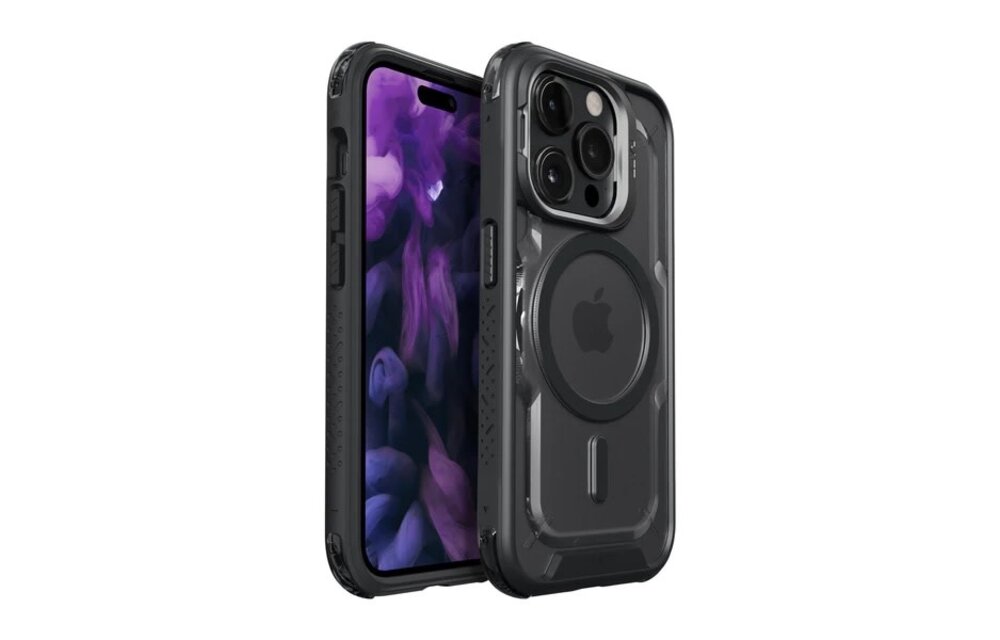 LAUT Crystal Matter MagSafe With Stand Case for iPhone 15 Pro Max - Black