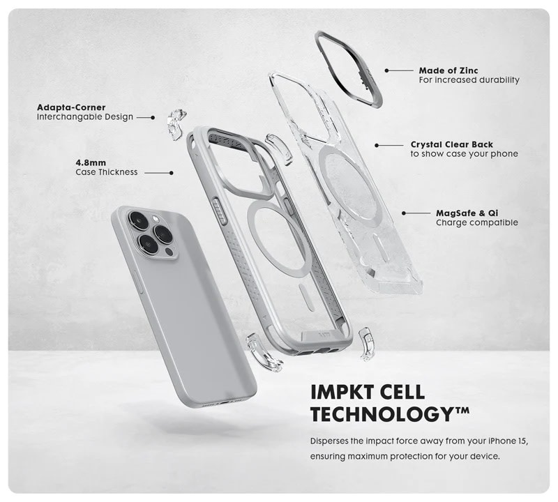 LAUT Crystal Matter MagSafe With Stand Case for iPhone 15 Pro Max - Black