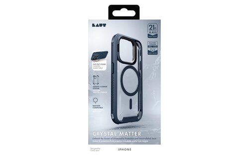 LAUT Crystal Matter MagSafe With Stand Case for  iPhone 15 Pro Max - Blue