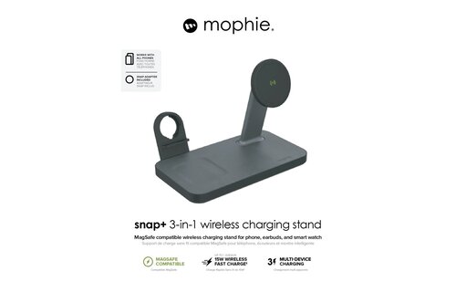 Mophie Snap Plus MagSafe 3 in 1 Wireless Charging Stand - Black